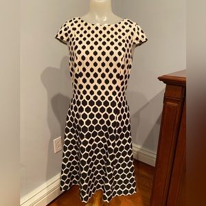 Tahari NWOT black and cream fit and fare cap sleeve dress 4 petite 4P